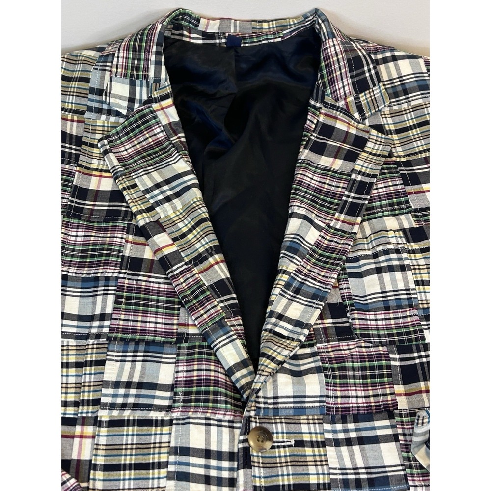 Grant Thomas XL Patchwork Madras Plaid Cotton Blazer Sport Coat Jacket Preppy - Picture 3 of 11